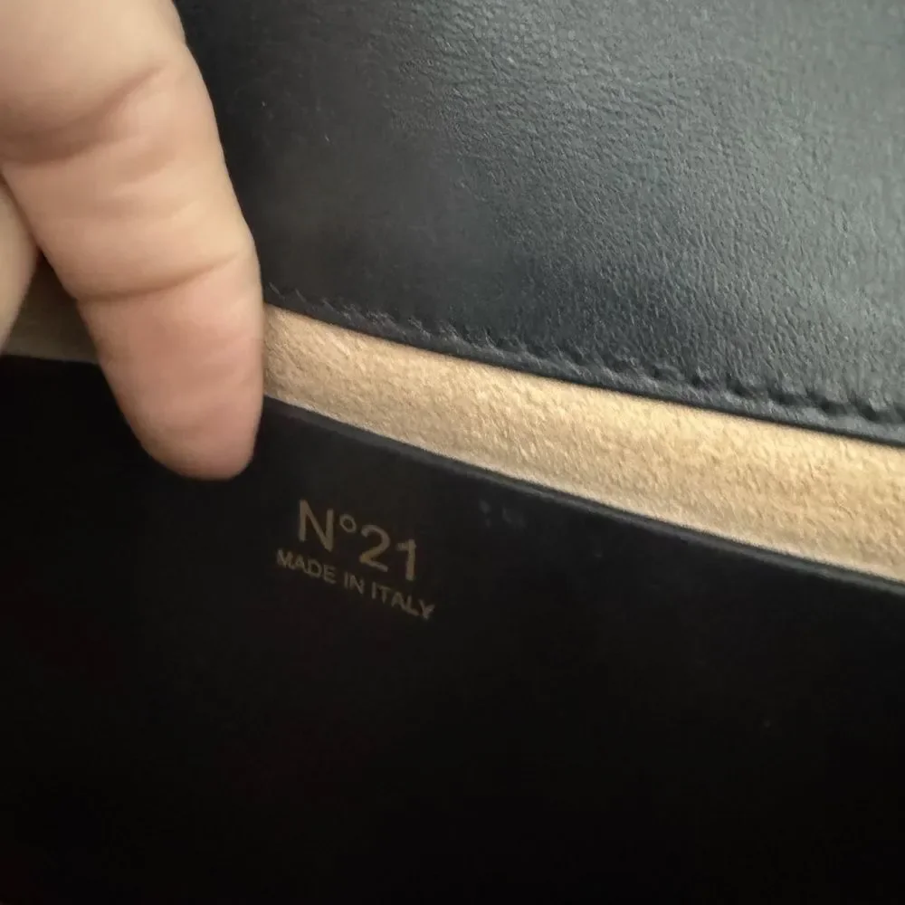 N21 Black Leather Shoulder Bag Gold Hardware Made in Italy $1,100